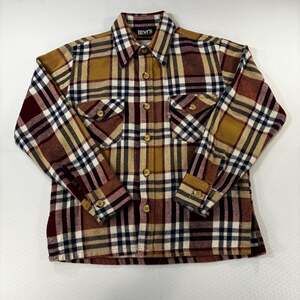 Vintage 70s Levi's For Men Made in USA Plaid Flannel Button Up Shirt M - Grunge